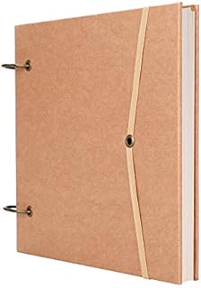 Square Plain Kraft Notebook Artist Hardcover Sketchbook Ring Binder Blank Paper Journal Memo Pad Acid Free Drawing Notepad 80 Pages Sketch Book for Drawing Sketching Writing Scrawling