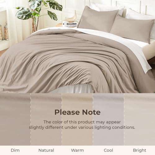 Litanika Light Coffee Oversized King Comforter Set Super King Plus Size, 3 Pieces Lightweight Solid Bedding Comforter Set, All Season Fluffy Bed Set (128x120In Comforter & 2 Pillowcases) by Litanika - Used condition - Image 8