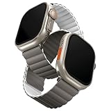 UNIQ Apple Watch バンド 49mm 46mm 45mm 44mm Series 10/9/8/7/6/SE/5/4/Ultra 2/Ultra対応 マグネットシリコンバンド リバーシブル アップルウォッチ ベルト REVIX (アッシュグレー/ホワイト, 49mm/46mm/45mm/44mm)