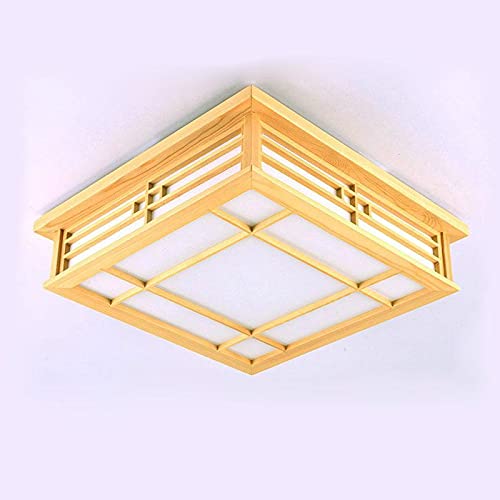 Plafonnier bois carrée LED design coréen pour salon et balcon