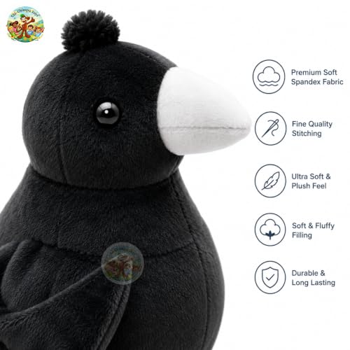 Image of CHI-CHIMPU Crow Soft Toy for Kids 37 cm | Plush Stuffed Bird Animal Toy | Cute Huggable Soft Toy for Boys and Girls | Birthday Gift, Kids Toys & Soft Toys Collection