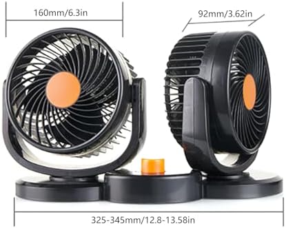 JSGHGDF Car Fan Double Head USB Desk & Light Weight Vehicle Cooling Fan with Variable Speed & 360Rotation for Car Dashboard Double Head Usb for - 2