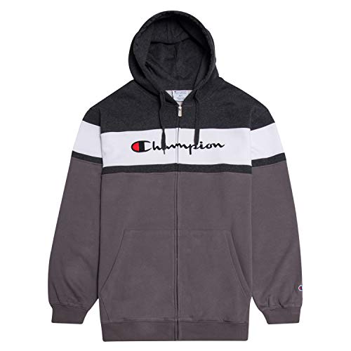 Champion Big and Tall Mens Color Block Full Zip Hoodie with Embroidered Logo – Ansicht 1