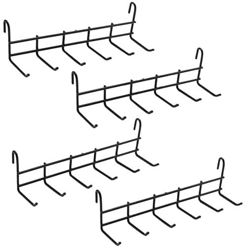 ZUDKSUY 4 Pack Metal Grid Wall Hanging Hooks, Grid Wall Accessories, Heavy Duty Storage Hooks Rack for Door Back Wall Mount Storage and Display, Hook Attachment for Wire Shelving