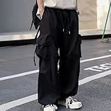 Besshepplo Pantalones Cargo Oversize con Estilo para Hombre, Ideales para Actividades de Verano (XL Negro)