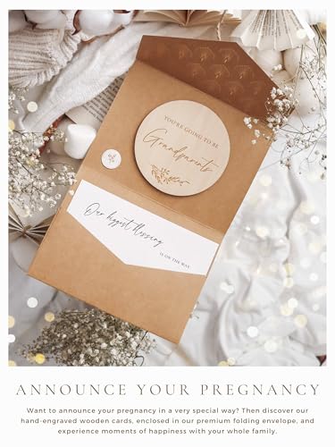 Image of Joli Coon Pregnancy announcement wooden card - You're going to be grandparents with pocketfold envelope and seal sticker - Baby announcement grandparents