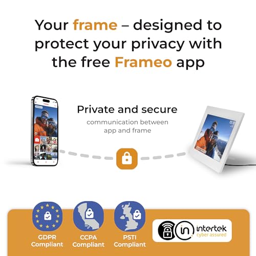 Denver Cyfrowa ramka na zdjęcia, biała, 10,1 cala z Wi-Fi – Frameo Digital Photo Frame Frame Frame z ekranem dotykowym i pamięcią 16 GB – elektryczna ramka na zdjęcia ze sterowaniem za pomocą