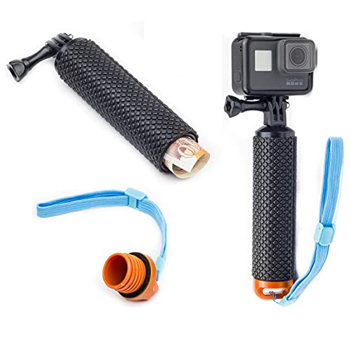 Digicharge Poignée Main Flottante pour caméra d'action GoPro Hero11 Hero10 Max Hero 11 Mini 10 9 8 Crosstour Campark Apeman Camkong Victure Fitfort Kitvision Float, Stockage Interne étanche, Orange