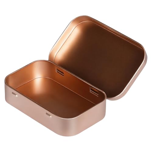 xbiez Cajas de lata de almacenamiento con tapa abatible, contenedores organizadores de hierro resistentes para oficina en casa, juego de 2 piezas, caja organizadora de hierro