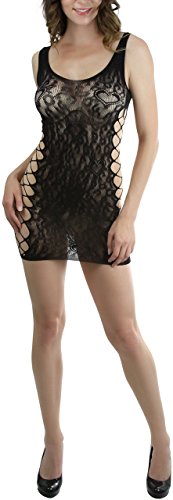 Image of ToBeInStyle Women's Stretch See Through Fishnet Novelty Mini Rave Party Dress