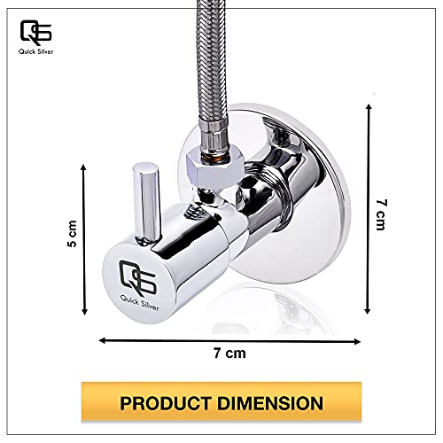 Image of QUICK SILVER Delta Brass Angle Valve with Wall Flange | Geyser, Wash Basin, in Toilet Health Faucet or Spray, in Telephonic Shower (Chrome Finish, Pack of 2)