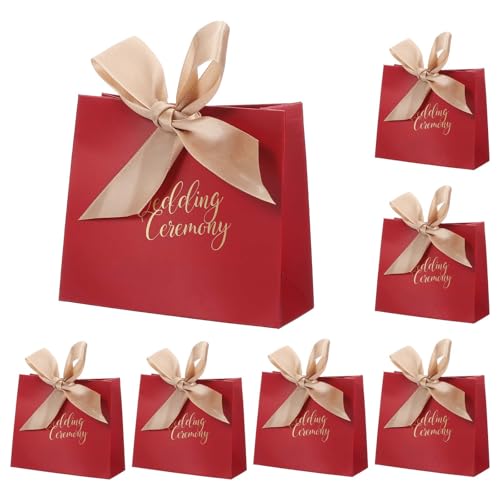 Sacs cadeaux en papier avec ruban PATIKIL jaune clair 50 pcs pour fêtes