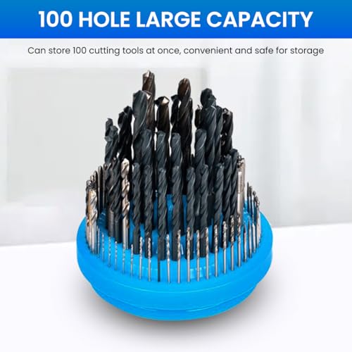 Image of Serplex Drill Bits Station Holder with 100 Slot, 360 Degree Swivel Drill Bit Storage Organizer Stand, Multi Drill Bits Holder with Size Marks, Rotating Drill Bit Station (No Bits Included)