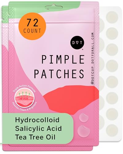 Pixie Hydrocolloid Pimple Patches for Face - Invisible Blemish Patches with Salicylic Acid, Vitamin C, Tea Tree Oil &amp; Niacinamide - Ultra-Thin Cosmetic Spot Patches (8 &amp; 12mm, 72 count)