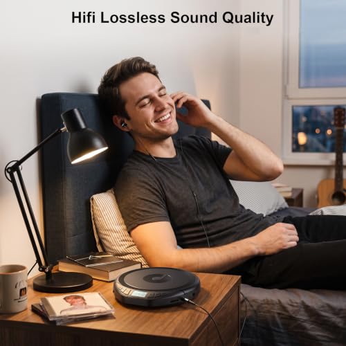 Image of Gueray Portable CD Player with Earphones CD Player for Car | CD Dsicman with Anti-Skip Shockproof with LCD Display Support PROG Memory Repeat Function