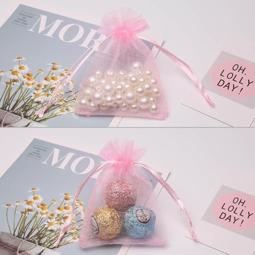 Image of Dealglad 50pcs Drawstring Organza Jewelry Candy Pouch Christmas Wedding Party Favor Gift Bags (3x4, Pink)