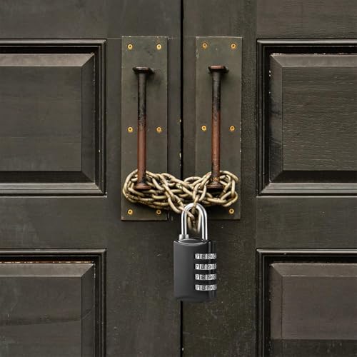 Foto von 4 Stück Vorhängeschloss Zahlenschloss Klein, 4 Stellig Kofferschloss Schloss mit Zahlencode Gepäckschloss Spindschloss für Rucksack Fitnessstudio Schule (Schwarz)