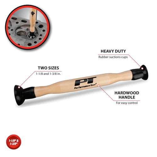 Image of Performance Tool W80571 Valve Lapping Tool with Heavy Duty Rubber Suction Cups and Hardwood Handle - Large Size for 1 1 /8-Inch and 1 3 /8-Inch Valves