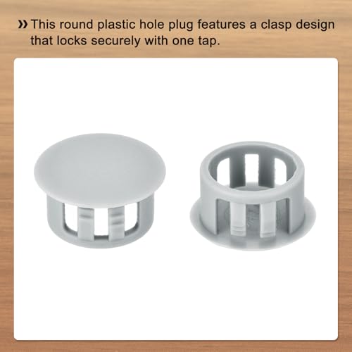 Image of MECCANIXITY 64PCS 15mm(9 /16 inch) Light Gray Plastic Hole Plugs, Flush Type Panel Hole Plugs Insert End Caps for Locking Hole Tubes Furniture Cabinet