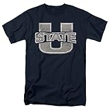 Utah State University Official Primary Logo Unisex Adult T-Shirt, Navy, Large