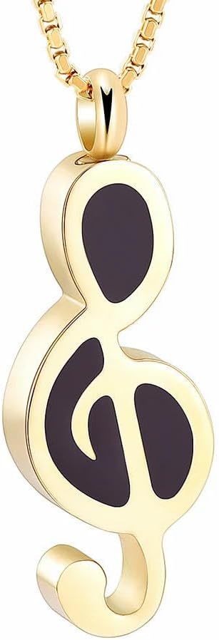 Customized Urn Necklace Musical Note Pendant For Pet/Human Ashes Stainless Steel Gift To Women Men Memorial Cremation Jewelry-E