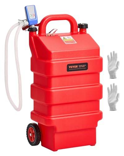 VEVOR Kraftstofftrolley 60 L Kraftstoffkanister mit 12 V DC Kraftstofftransferpumpe 1 2 m Förderschlauch & Auto-Stop-Sensordüse Tankadapter geeignet für Diesel & Benzin rot