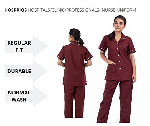 Image of Unisex Nurse Uniform With Normal Length Half Sleeves Top With 2 Pockets Regular Fit Pant Two Side Pockets - Ideals for Hospital Staff /Clinics /Nanny Uniforms |