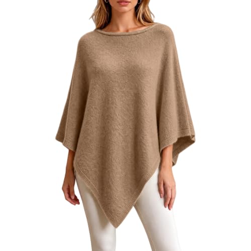 Women Knit Poncho Sweater Cape Boat Neck Batwing Sleeve Shawl Wrap - image 3