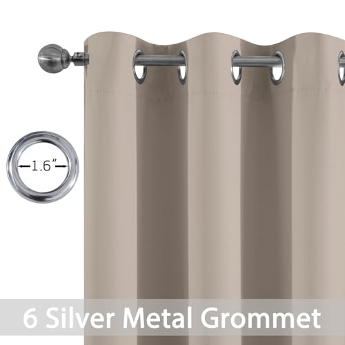 Yakamok Blackout Curtains Room Darkening Thermal Insulated Window Panels,Solid Grommet Top Drapes for Bedroom/Living Room(42Wx72L, Natural, 2 Panels)