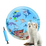 Gkiozu Cat Water Mat for Indoor Cats, 2025 Upgraded 0.6mm Thicken Scratch-Resistant Interactive Sensory Play Mat with Floating Fish Toys, Summer Cooling Pad for Kittens with Free Air Pump