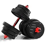 CCLIFE 2in1 Manubri Regolabili Set con Barra di Collegamento,20KG 30KG Allenamento di Forza...