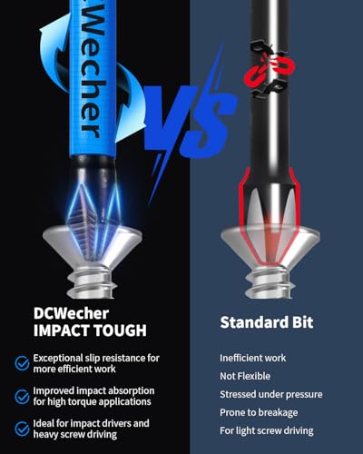 Dcwecher 1INCH- 6 INCH 12-PCS PH2 12-Pack 2 Phillips Bits, Professional Cnc Anti-Slip Phillips Impact Driver Bits #2, 1 In To 6 In Long Screwdriver Bits, Phillips Head Drill Bits S2 Alloy Steel thumb #2