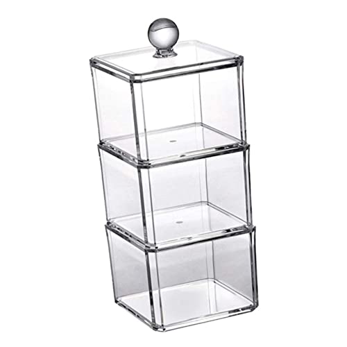 BESTYASH 1Set Storage Box with Lid for Pads and Swabs Transparent Container Dust and Moisture Stylish Desktop Organizer