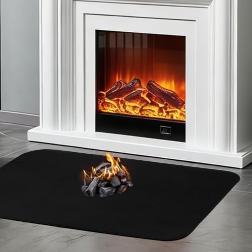 Feuerfeste Unterlage 100 x 60 cm Hitzeschutzmatte Funkenschutzplatte Feuerschutzmatte Hohe Temperaturbeständigkeit Feuerfeste Matte für BBQ Grills Kaminöfen Boden Rasen