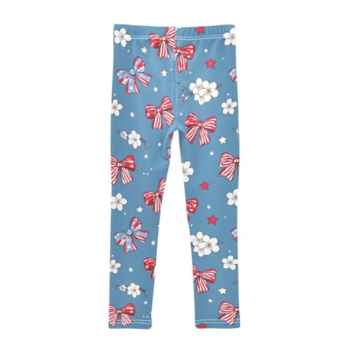Cute Stripe Bow Flower Girls Leggings Soft Stretch Workout Yoga Dance Pants for Kids Casual Tights2