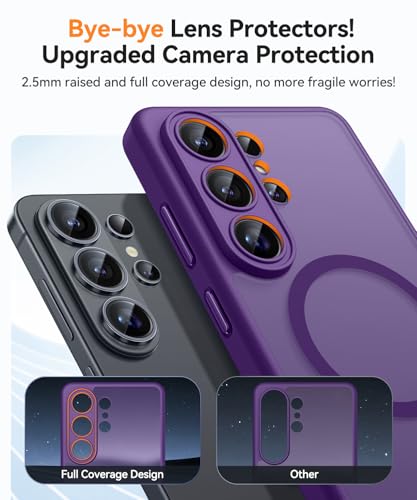 Image of CANSHN Designed for Samsung Galaxy S26 Ultra Case (6.9 inch), Upgraded [Full Camera Protection] [Compatible with Magsafe] [Translucent Matte] Shockproof Protective Phone Cover, Deep Purple