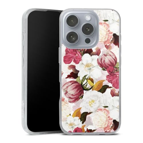 Coque silicone iPhone 16 Pro souple fleur contre les rayures