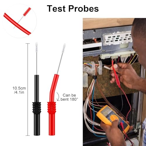 Image of 12PCS Multimeter Leads, Back Probe Kit, Multimeter Test Leads Kit with Alligator Clips, Replaceable Wire Piercing Probes, Test Hooks, Back Probe Pins