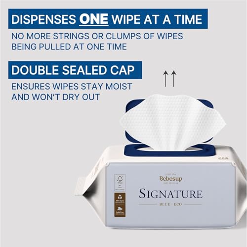 Image of BEBESUP- Korea's #1 Signature Eco Baby Wipes- 100% Plant-Based 99% Drinkable Water-Based Unscented Ultra-Thick Organic baby wipes Hypoallergenic for sensitive skin Flip-Top (1 Pack)