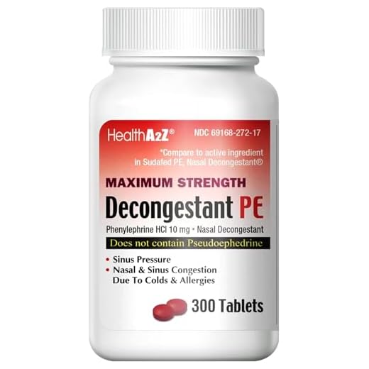 HealthA2Z Decongestant PE 300 Counts | Phenylephrine HCl 10 mg | Maximum Strength | Non Drowsy Nasal & Sinus Congestion Relief Due to Cold & Allergies