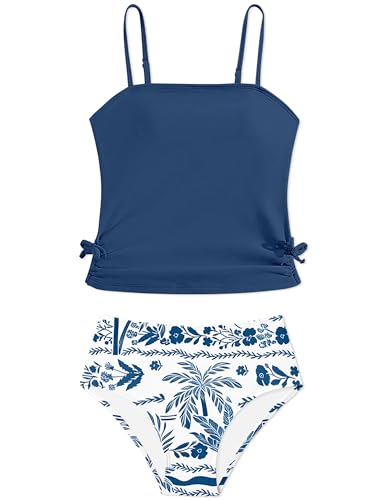 Image of Girls Tankini Swimsuits Two Piece Bathing Suit Drawstring Swimwear Set for Girls 7-18 Years