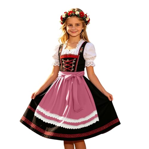 Vestido tradicional tirolés para mujer con delantal y falda midi plisada vintage
