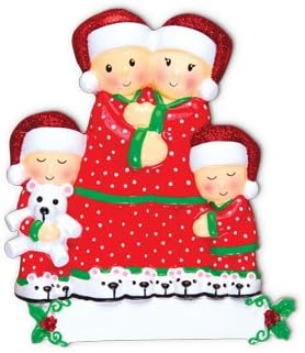 Grantwood Technology Personalized Christmas Ornaments Family KIT- Pajama Family of 4 KIT