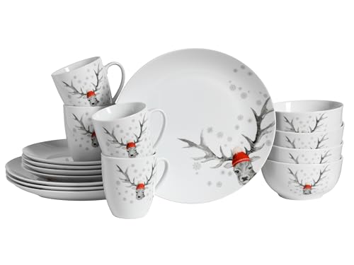CreaTable, 13919, Serie Luna Hirsch, 16-teiliges Geschirrset,...