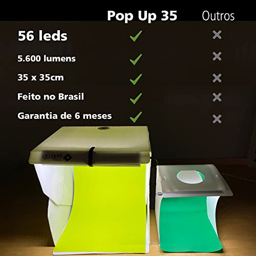 Estúdio Desmontável Portátil C/Fundos Infinitos e LEDs p/Fotografia