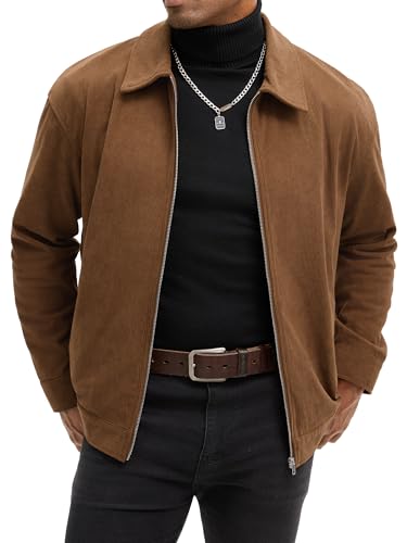 Comdecevis Men's Corduroy Jacket Zip Up Coat Trucker Vintage Jacket With Pocket&Lining2