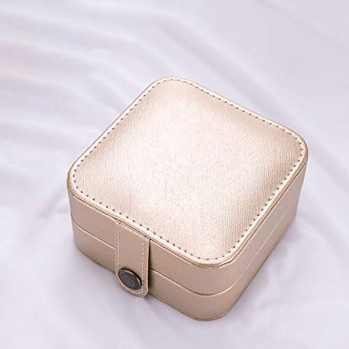 QYQS Boîte à Bijoux Simple en Cuir PU, Bijoux d'oreille créative boîte de Rangement de Bijoux Portable, Boucles d'oreilles Boucles d'oreilles Petite boîte à Bijoux,d'or Cover