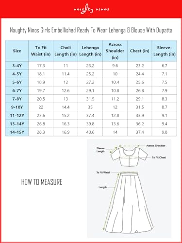 Image of Naughty Ninos Girl's Polyester Readymade Lehenga & Choli Set