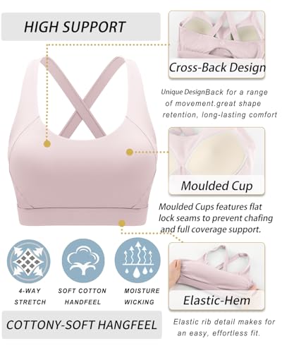 Image of RUNNING GIRL Sports Bra for Women High Support,Molded Cup Strappy Running Sports Bras with Sewn in Pads