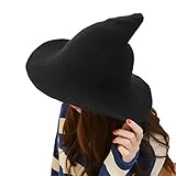 DELAISUS Witch Hat Sheep Wool Christmas Halloween Foldable Costume Ball Sun Cap for Winter Black